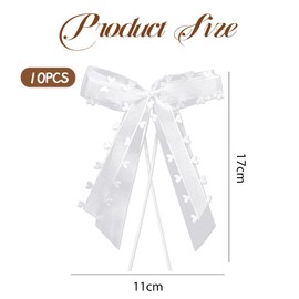 AOOTUERL 10 Pieces Car Ribbon Decoration, Organza Car Gift Wrapping Bow Ribbon, for Gift Wrapping,Party Decorations,Wedding Cars,Baskets(White)