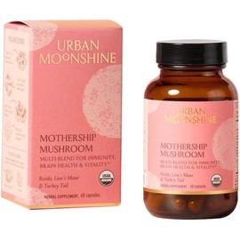 Urban Moonshine Mothership Mushroom - Herbal Supplement for Immune Support - with Lion’s Mane, Maitake, Turkey Tail & Reishi - Certified Organic, Gluten-Free & Vegan - 60 Capsules