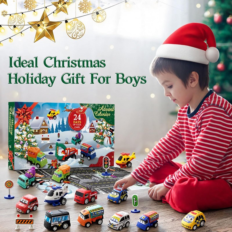 2026 Advent Calendar for Kids Boys, 24 Days Toy Cars