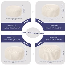 HABUTWAY 5FT Bean Bag Chair, 5' Large Bean Bag Chairs for Adults with Removable Stripe Plush Cover, Memory Foam Beanbag Chair for Living Room Bedroom Dorm (White)