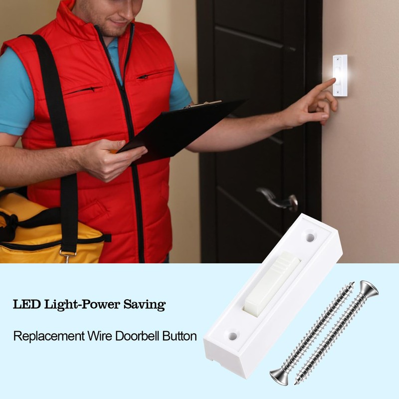 etoper Wired Doorbell Button Lighted,Replacement Door Bell Push Buttons LED