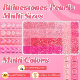 14000Pcs Pink Flatback Rhinestones and Pearls for Bedazzling Kit