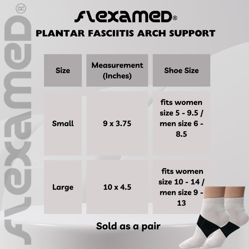 FlexaMed Neoprene Adjustable Arch Supports for Flat Feet and Plantar