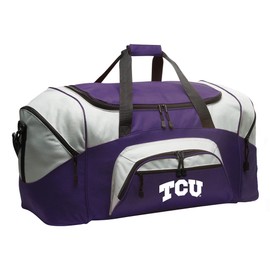 Texas Christian University Duffle Bag TCU Gym Bags or Travel Suitcase Duffel Purple