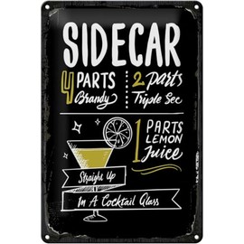 Blechschild 30 x 20 cm Sidecar Cocktail Recipe - DekoNo7