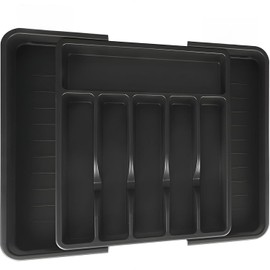 HI NATURE™ Cutlery Tray Drawer Insert Adjustable - Extendable Cutlery Holder for Drawers, Expandable Cutlery Tray Large, Cutlery Tray Plastic Extendable, Drawer Insert for Cutlery