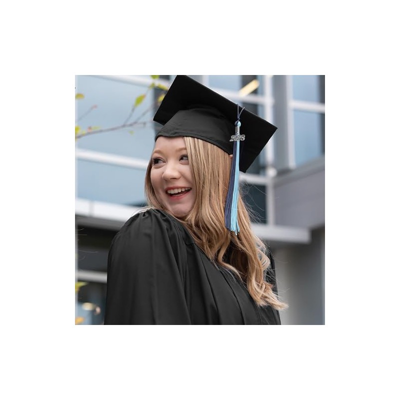 Endea Graduation Double Color Tassel with Silver Date Drop (Dark