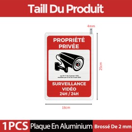 FloraVigo Security Camera Sign Aluminum Reflective 250mm x 180mm Private Property Under CCTV Sign for Home Under CCTV Metal Waterproof