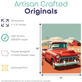 Inspirational Wall Art Co. - Farm | Vintage Truck Wall Decor - Country Art Prints - Old Truck Decor - Rustic 1950s Chevy Ford Pickup Truck | 11x14 Inches Unframed