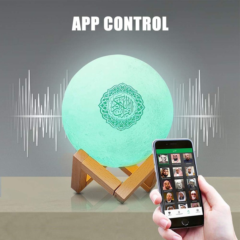 Qur'an Moon Lamp, Smart Touch Bluetooth Speaker 3D Moonlight Night