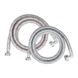 Goseoil 6 Feet Stainless Steel Washing Machine Hoses With 90 Degree Elbow,Hot And Cold Water Faucet Supply Line Burst Proof (2 Pack)
