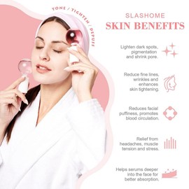 Ice Globes Roller For Facial, 2 Pcs Ice Ball Roller for Face & Eye, Face Massage Tool Cold Roller, Facial Globes with Hairbands & Powder Puffs Face Icer Spa Facial Wand for Daily Beauty Routine(Pink)