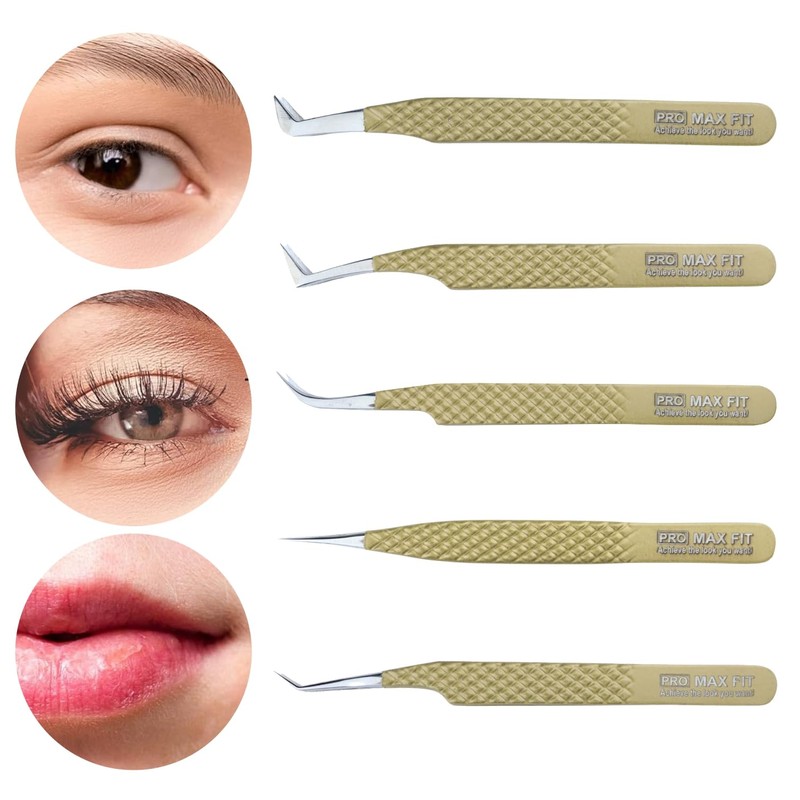 Eyelash Tweezers Set (Gold)..