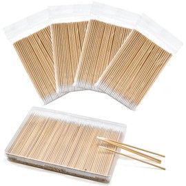 400 PCS Pointed Cotton Swabs in Storage Case - 4" Precision Microblading Cotton Tipped Applicators - Little Cotton Stick for Makeup, Cosmetic, Eyebrow, Nail, Tattoo Permanent Supplies