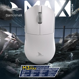 Darmoshark M3PROMAX Wireless Gaming Mouse,Tri-Mode 2.4G/USB-C/Bluetooth Mouse Up to 30000DPI,PAW3950 Optical Sensor Lightweight 54g,7 programmable Button,Computer Mouse for Laptop,PC,Linux,Mac(White)