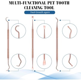 3 Pieces Dog Dental Tooth Scaler and Scraper Stainless Double Headed Removing Tool Scraper Pet Teeth Cleaning Tools for Dog and Cat (Rose gold, Pack of One)
