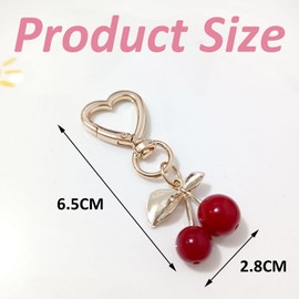 ARROMI Cherry Keyring, Cherry Bag Charm, Cherry Charm, Glitter Cherry Keychain for Wallets, Bags, Key Accessories, Bag Charms for Womens Handbags, Cute Keychain, Bag Accessories for Gift