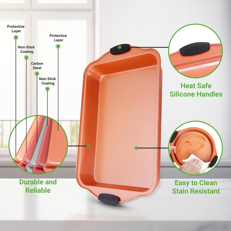 NutriChef 8 Piece Baking Pans Set - Nonstick Carbon Steel