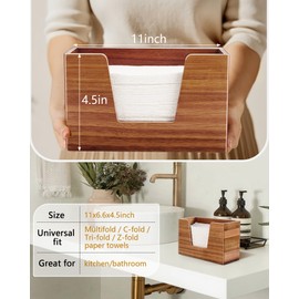 Paper Towel Holder Countertop, Wooden Napkin Dispenser for Bathroom Kitchen, C-Fold, Z-Fold, Trifold Hand Paper Towel Holder Dispenser