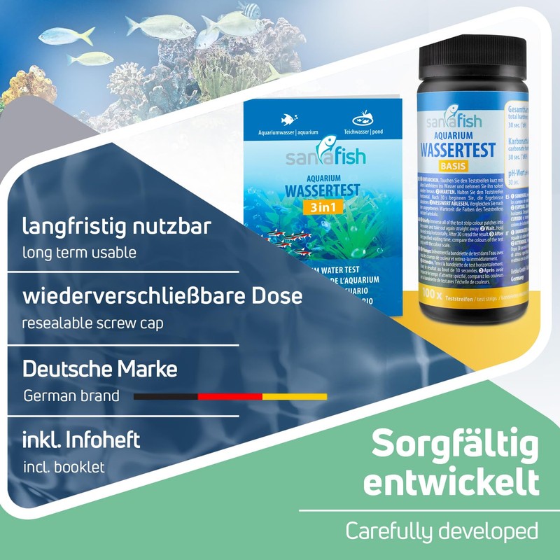 sanafish Aquarium Water Test Base - pH, GH, KH. 100