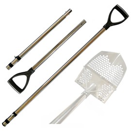 CooB Upgraded Travel Stainless Steel Pole Handle for Sand Scoop Scoops Shovel, Metal Detecting Detector Hunting Tool. Sand Scoop Not Included. (Stainless Steel Pole)
