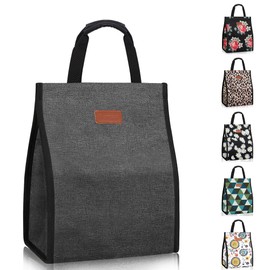 Lunch Bags for Women Insulated Reusable Lunch Tote with Internal Pocket, Lunch Tote bag for Work (Charcoal Grey