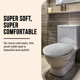 MAYSHINE Plush Shaggy Standard Toilet Seat Lid Cover (Lavender) | Fuzzy Chenille Microfiber, Fluffy Soft Absorbent - Machine Washable Cushion | No More Cold or Wet Seats