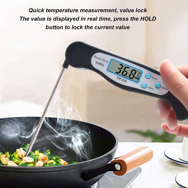 Food Thermometer, Foldable Meat Thermometer with Multiple Angles, Fast Digital