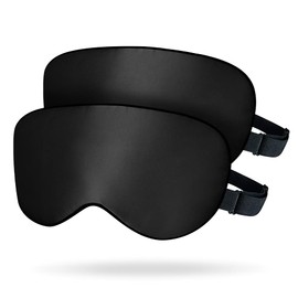 OLESILK Set of 2 Adjustable Silk Sleeping Masks, 100% Mulberry Silk Eye Mask for Sleeping for Men and Women, Unisex Set for Home or Travel, Black + Black