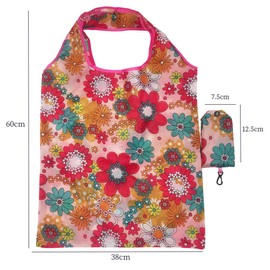 FAVORTALK Folding Shopping Bag for Women - 3 Pcs Flowers Pattern Reusable Large Folding Shopper Bag Fits in Pocket Water Resistant Lightweight Shop Bags D8513