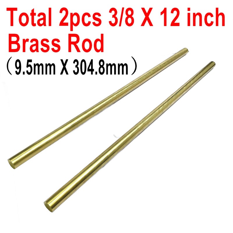 2PCS ZQToday Solid Brass Rods 3/8 x 12 Inch Brass
