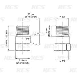 KES Shower Head Shut Off Valve with Metal Handle G1/2 Water Flow Control Valve Brass Polished Chrome, K1140B3-CH
