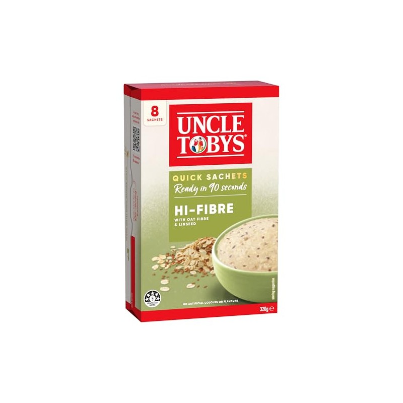 UNCLE TOBYS Oats Quick Sachets High Fibre, 8 Sachets