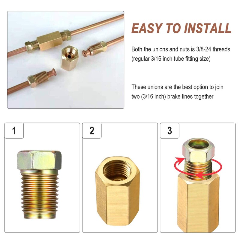 Nstarsmotor Brake Line Fittings Kit for 3/16" Tube, 15-Piece (5