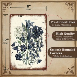 YOYI ART French Rose Decor Shabby Chic Decor Metal Tin Sign, Victorian Cottage Decor Rose Wall Decor, 12x 8 Inches Vintage Metal Sign Flower Wall Decor Rose Garden Sign Farmhouse Wall Decor