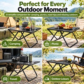 Folding Camping Table for Outdoor Adventures – Compact Metal Side Table for Picnics, Campsites and Backyard Use