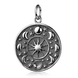 MATERIA by Matthias Wagner Moon Phase Pendant Silver 925 for Women with Necklace, Silver