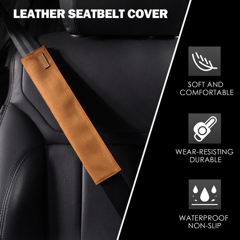 2 PCS Car Seatbelt Covers for Adults, Leather Seat Belt