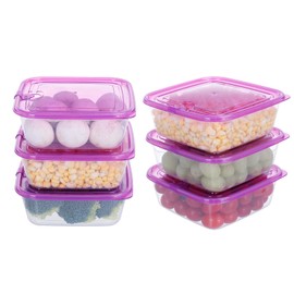 KIGI Lightweight Plastic Transparent Food Storage Containers with Lid Set Square Meal Prep Containers, Microwave, Freezer, Dishwasher Safe (23oz|6PACK)
