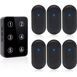 Wireless Caregiver Pager Call Button Nurse Call System 500Ft Range with LED Number Display for Elderly/Patient/Disabled at Home/Hospital/Clinic(6 Waterproof Call Button & 1 Receiver)