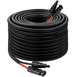 Solar Panel Extension Cable - 10AWG 50FT Solar Wire with Female & Male Waterproof Connector Flame Retardant Protective Sleeving PV Wire for RV, Photovoltaic Systems, Home, Boat, Solar Panels, Car