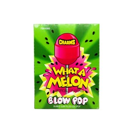 Charms Blow Pop Lollipops - Individually Wrapped Dual Candy and Gum Suckers - Peanut Free, Gluten Free - Bulk Treat for Kids and Adults – What-A-Melon, 48 Count (Pack of 1)