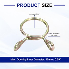 uxcell Fuel Line Hose Clips, 30Pcs 13mm ID 15mm Max. ID 65Mn Steel Water Pipe Air Tubing Spring Hose Clamps for Motorcycle Scooter ATV