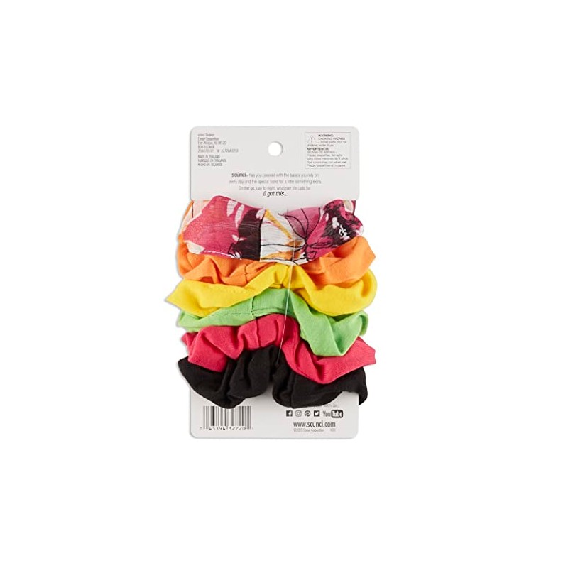Scunci Value Pack No Damage Scrunchies - 6 Pcs, Assorted