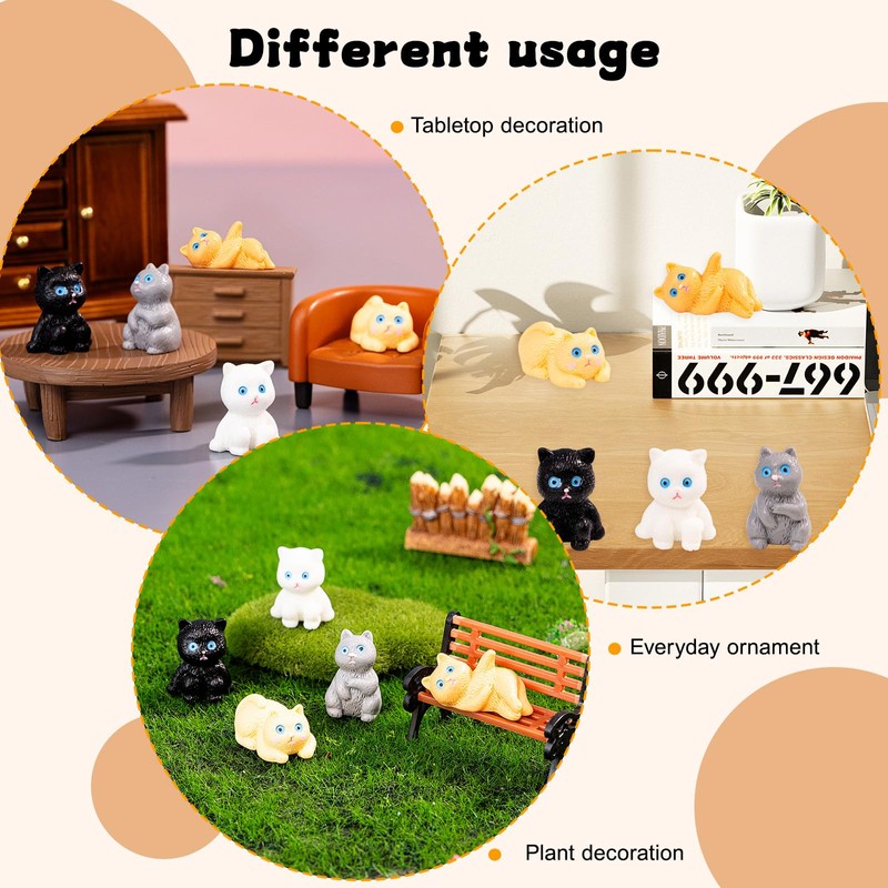 jrootouh 20 Pcs Mini Resin Cat Tiny Animal Miniature Figures