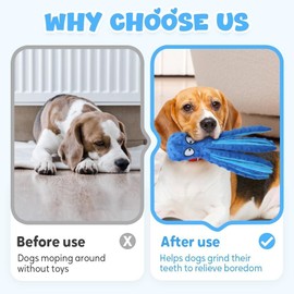 Genérico Juguetes para Perros Octopus, Nuevos Juguete Interactivo para Masticar Pulpo, Juguetes Chirriantes Pulpo sin Relleno para Perros Pequeños y Medianos (Azul)