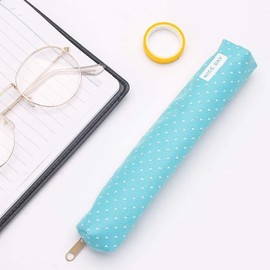 Cldaisy Blue Pencil Case, Cute Stationeries Pouch, Candy Color Pencil Box, Kawaii Pencil Pouch, Super Slim Pen Bag, Wave Point Cosmetic Bag Portable Pencil Pouch Organization Storage