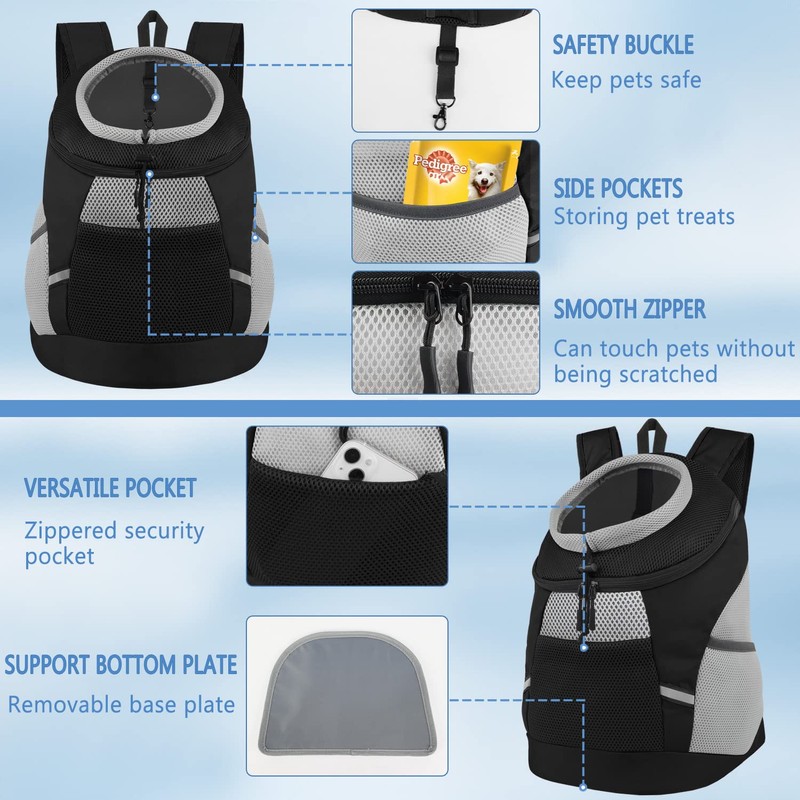 Dog Carrier Backpack Pet Puppy Carrier Front Pack Breathable Head