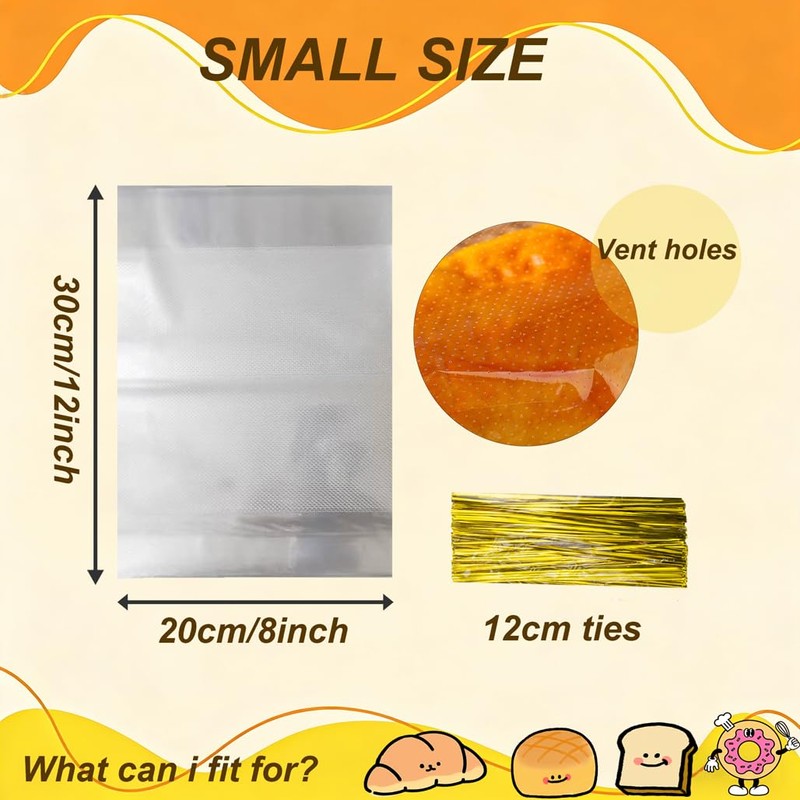 Lesibag 8 x 12 Inch Mirco Perforated Bread Bags, 100
