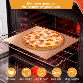 MAXTBEE 2 Pack Thickened Copper Oven Liners for Bottom of Oven BPA and PFOA Free, Replacement for Aluminum Foil, Heavy Duty Non Stick Teflon Oven Mats for Electric, Gas, Toaster, Grills Etc.